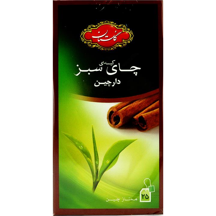 چای سبز کیسه ای دارچین گلستان بسته 25 عددی